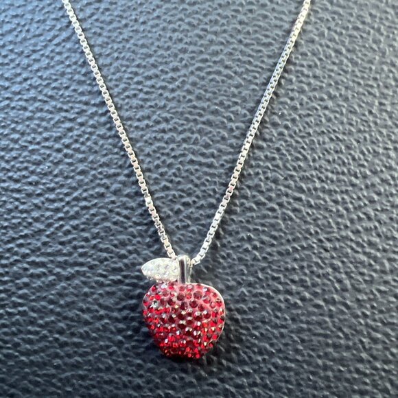 Swarovski Jewelry - Swarovski new york apple Silver Tone necklace  15” necklace +3” More